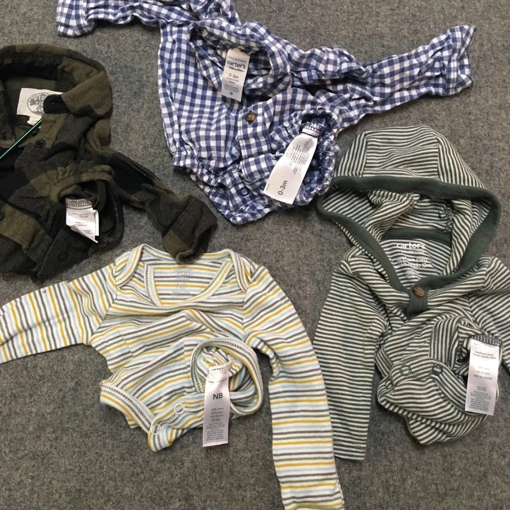 Baby Boy NB 0-3 Months Clothing Lot 17x Pieces Bulk All Seasons Newborn Striped